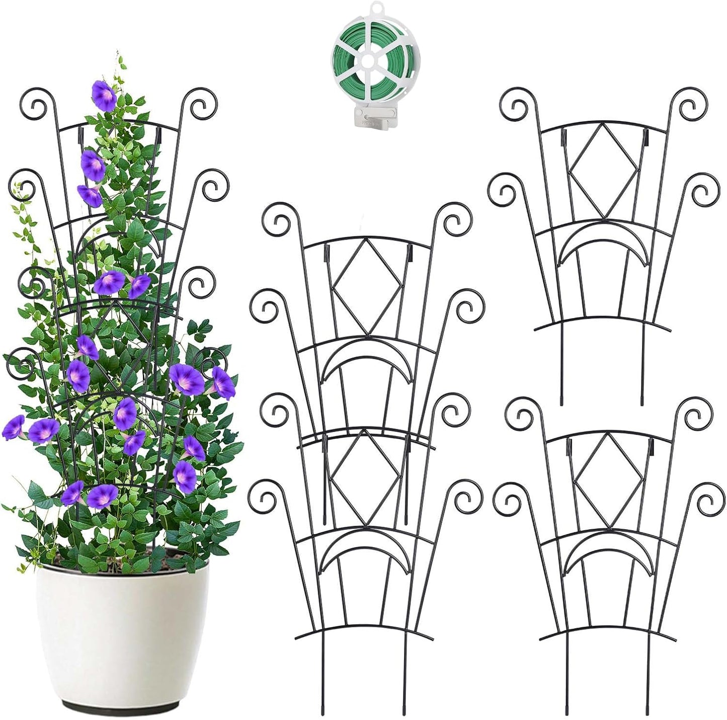 Yhtpouqe Stackable Plant Support Stakes, 2 Pack Metal Twig Plants Trellis for Indoor and Outdoor Use, Garden Accessories for House Potted Flower Monstera Trumpets 15.35 inch
