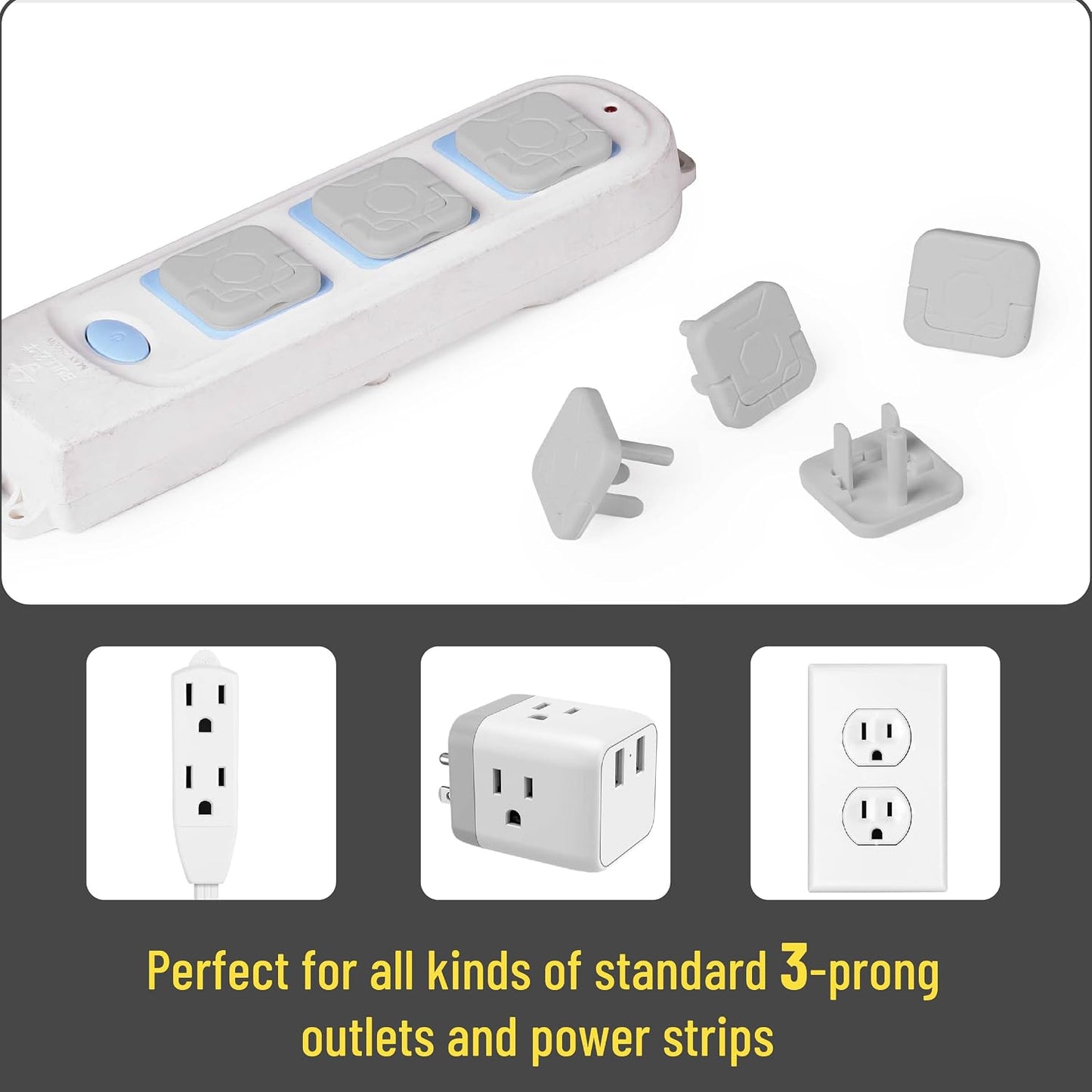 Bates Outlet Covers - Baby Proofing, 10 Pack, 3 Prongs, Child Proof