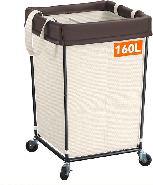 Mefirt 320L Laundry Hamper with Wheels, 3 Section Large Rolling Laundry Basket Bag with Wheels, Clothes Hamper Cart for Laundry, Bedroom, Bathroom and Dorm