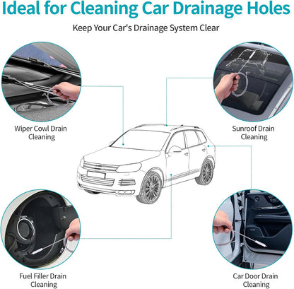 Upgrade 2 Packs Extra Long Drain Cleaners Brush, 64 Inches Flexible Sunroof Drain Cleaning Brush Tool, Premium Tube Cleaner for Dishwasher Drain Hose, Bathroom