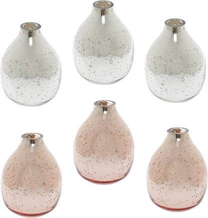 Hosley Small Cream Metal Tote Vase – Set of 4, 4.5" Long Decorative Mini Vases for Dried Floral Arrangements, Coffee Tables, Side Tables & Home Décor Accents