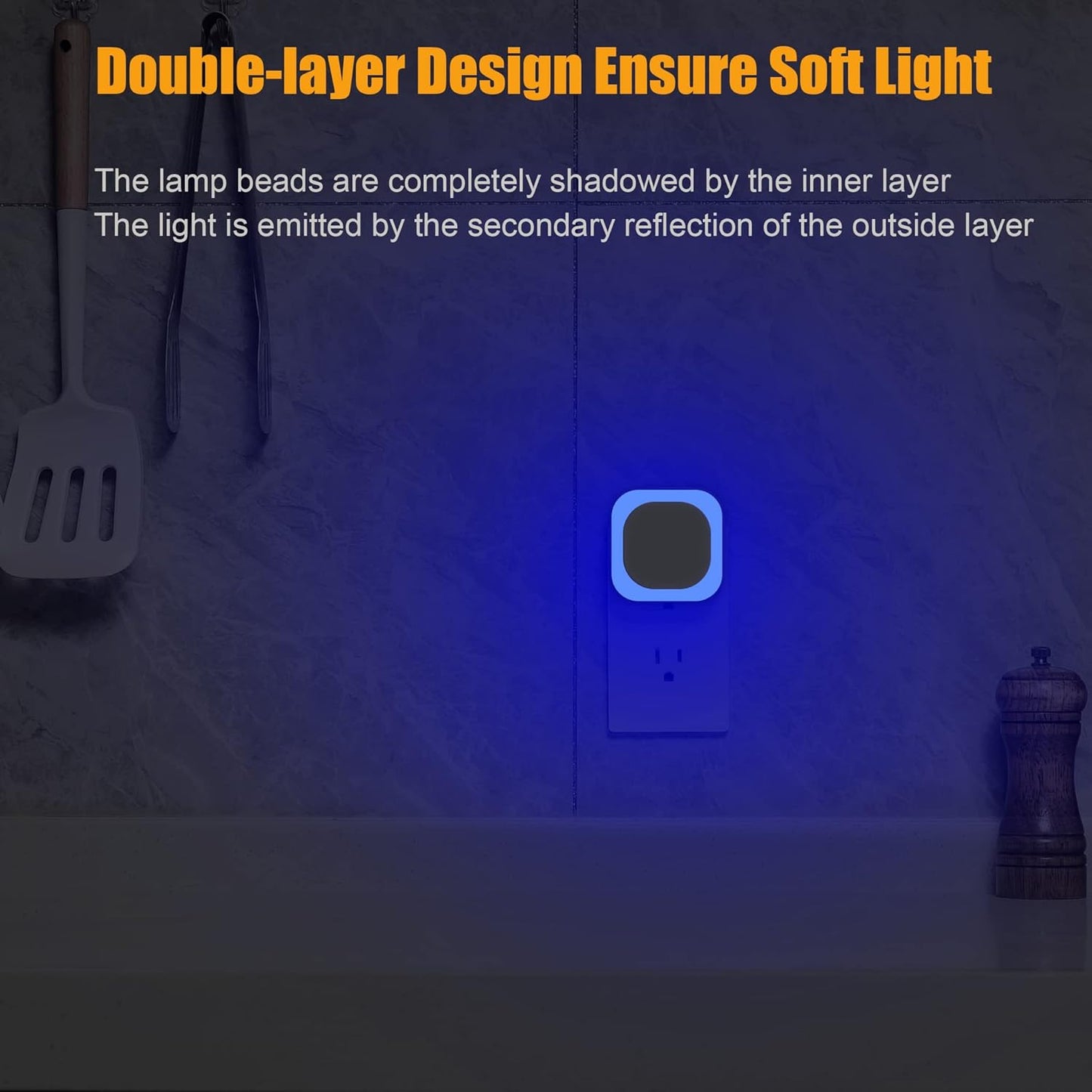 YUNLEX 2 Pack Red Night Light with Dusk to Dawn Sensor, Eye-Care Reflected Glow, 0% Blue Light True Red LED, 3-Level Brightness, Auto On/Off, Plug-in Nightlight for Sleep, Kids, Bedroom, Bathroom