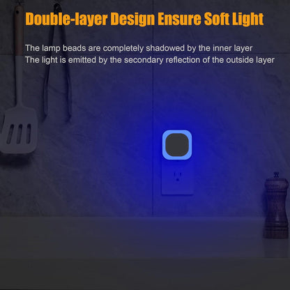 YUNLEX 2 Pack Red Night Light with Dusk to Dawn Sensor, Eye-Care Reflected Glow, 0% Blue Light True Red LED, 3-Level Brightness, Auto On/Off, Plug-in Nightlight for Sleep, Kids, Bedroom, Bathroom