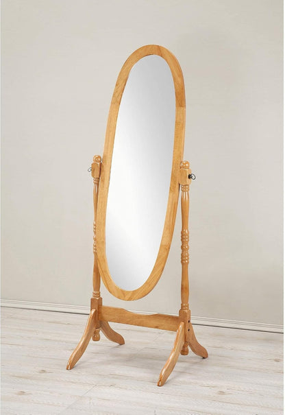 GTU Furniture Swivel Adjustable Full-Length Oval Wood Cheval Stand Floor Mirror(Pink)