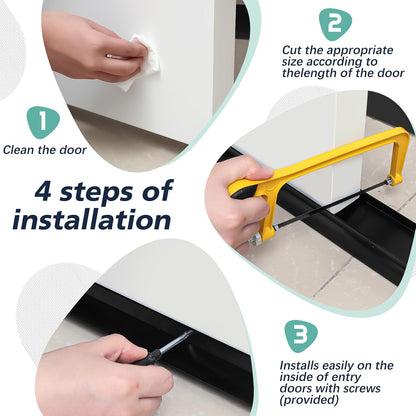 MorningRo 1 Pcs 1-3/4" x 36" U Shaped Aluminum Door Sweep for Bottom of Door with Drip Cap Screw-on Metal Weather Stripping Seal Draft Stopper Threshold for Exterior Front Doors (Black)
