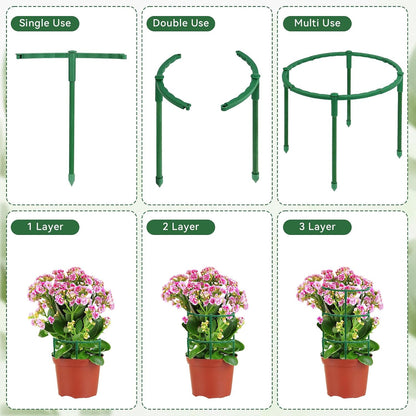 12 Pack Plant Support Stakes, 6.3 x 5.9 Inch Plastic Plant Cage Holders | Half Round Plants Support, Garden Flower Stakes, for Indoor Outdoor Climbing Plants Vegetable Flower Pot