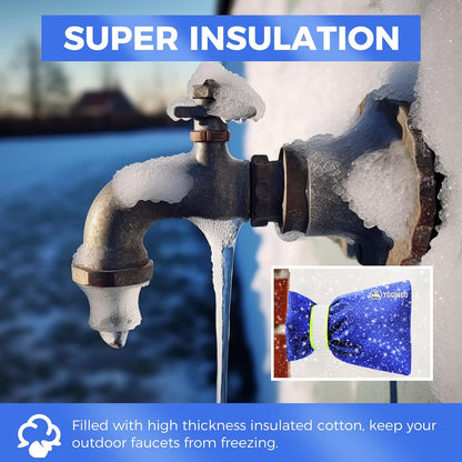 Outdoor Faucet Covers for Winter Freeze Protection, Hose Bib Covers for Winter, Water Spigot Cover Winter Insulated, 2 Pack 6.7" x 9.5" Pipe Insulation Cover Socks Outside Faucet Freeze Protector Blue