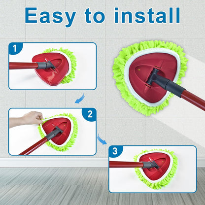 Mop Replace Head for O Cedar, Spin Mop Heads Replacements for Ocedar RinseClean 2 Tank Spin Mop, Chenille Duster for Ocedar Mop Include 3 Pack Microfiber Chenille Mop Pad for Ocedar Spin Mop