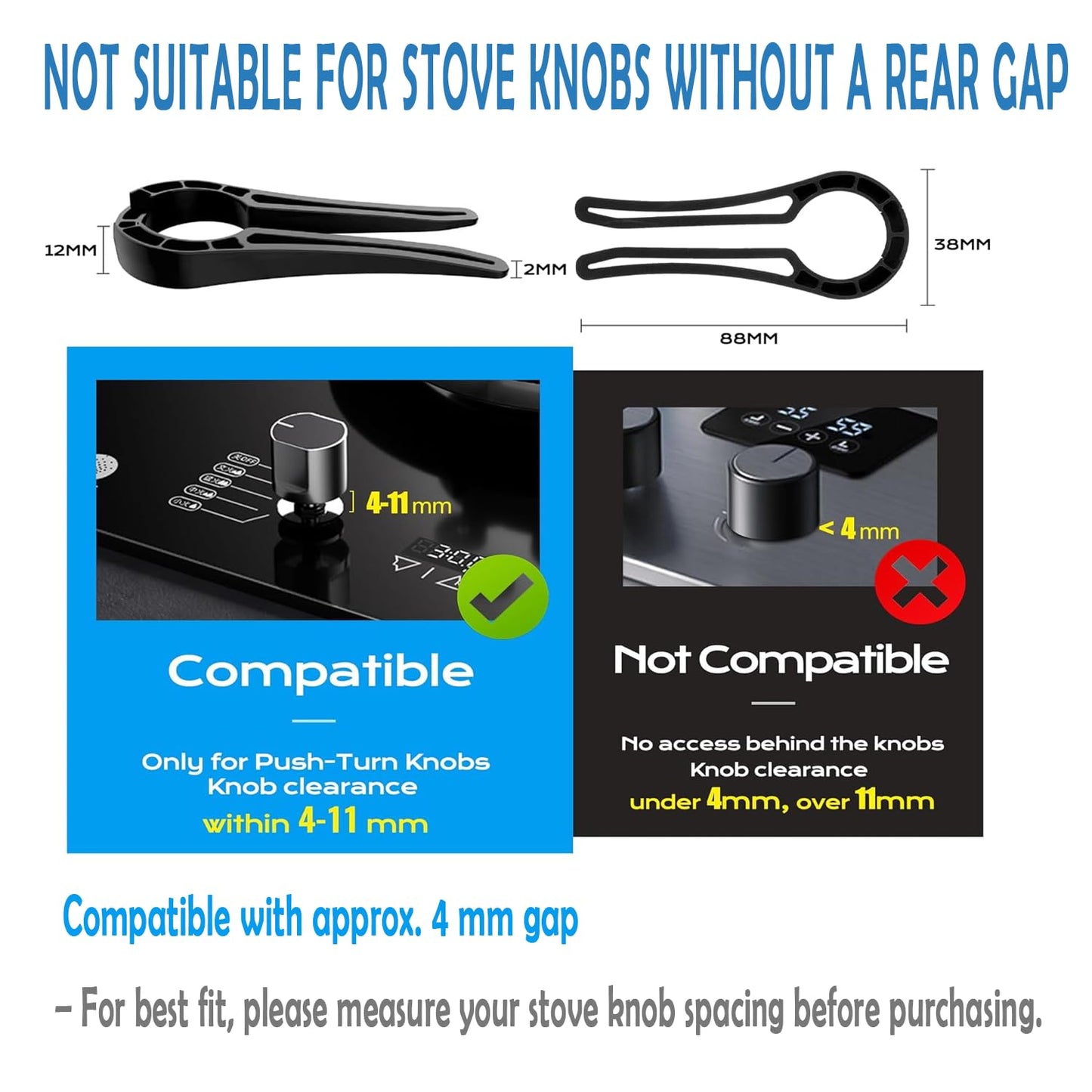 5-Pack Gas Stove Knob Locks for Child & Elder Safety, Secure Stove Knob Covers, Durable Oven Knob Locks, Prevent Accidental Touch (Black)