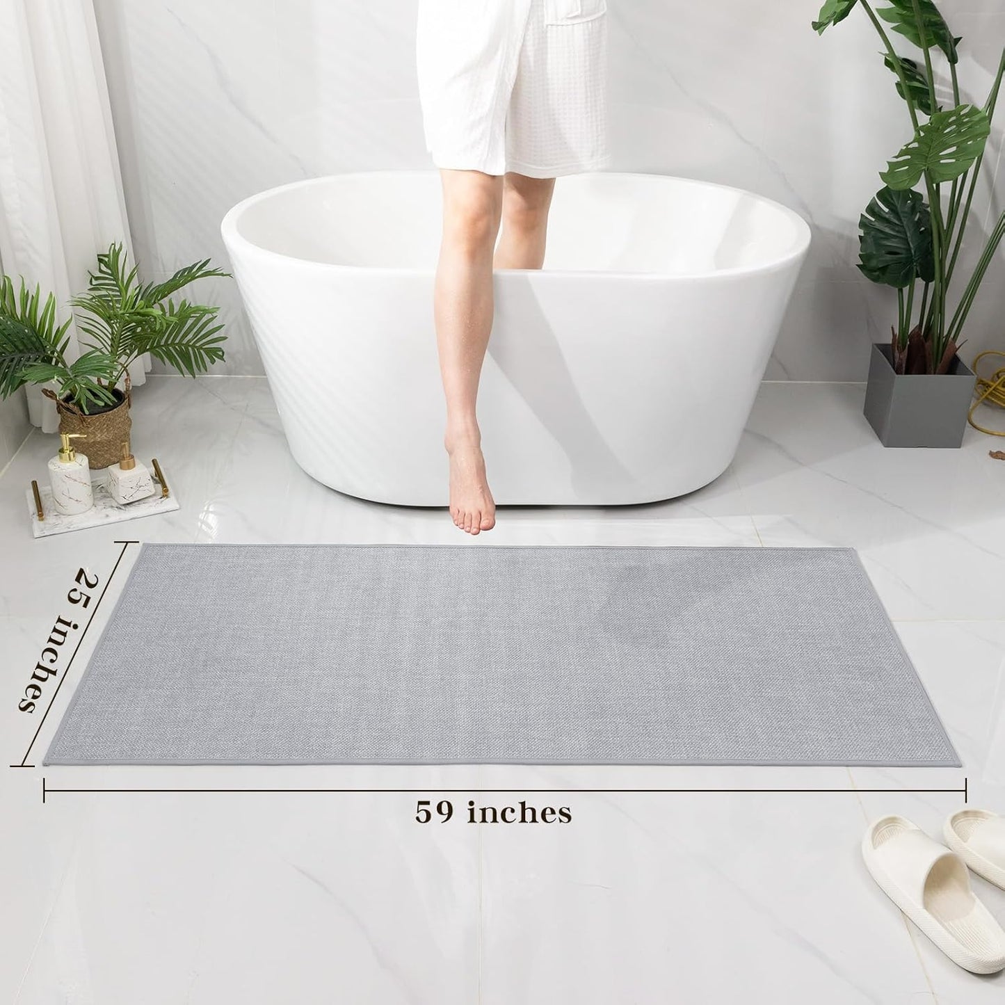 chakme Bathroom Rugs Mat 24x17, Ultra Thin Non Slip Bath Mat Small Quick Dry Absorbent Bath Mat for Bathroom Floor, (Dark Beige, 24"x17")