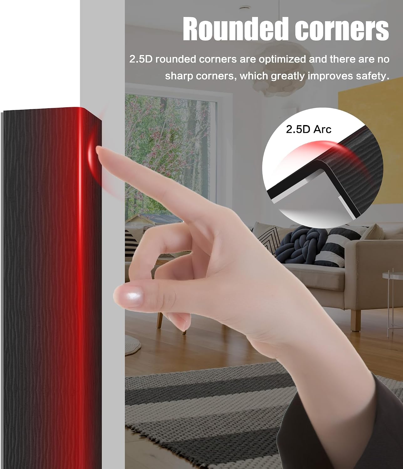Wall Corner Protector, Walls Edge Protector，Self-Adhesive Wall Corner Guards,PVC Double Side Edge Protector， Furniture Stairs Guard (Gray 2PCS 90cm/35.4in)
