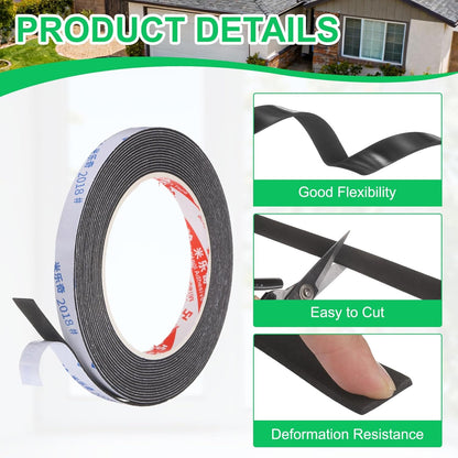 PATIKIL Sponge Rubber Foam Tape, 5/8" W x 1/8" t x 16.4ft l Self-Adhesive Foam Insulation Tape Weather Stripping for Window Door Soundproofing Weatherstrip AC Seal Strip, Black