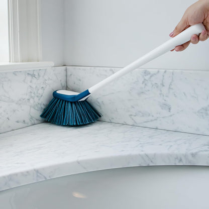 Unger EZ Reach Shower Tub and Tile Scrub Brush, Crevice Bathroom Cleaning Supplies, Non-Scratch Scrubber Tool for Showers, Fixtures, Bathtubs, Drains, Grout, and Marble