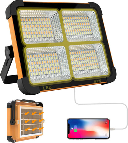 Portable LED Work Solar Light 100W 16500mAh 10000 LM with Stepless Brightness Job Site Battery Rechargeable LED Floor Light for Emergency Worklight for Hurricane