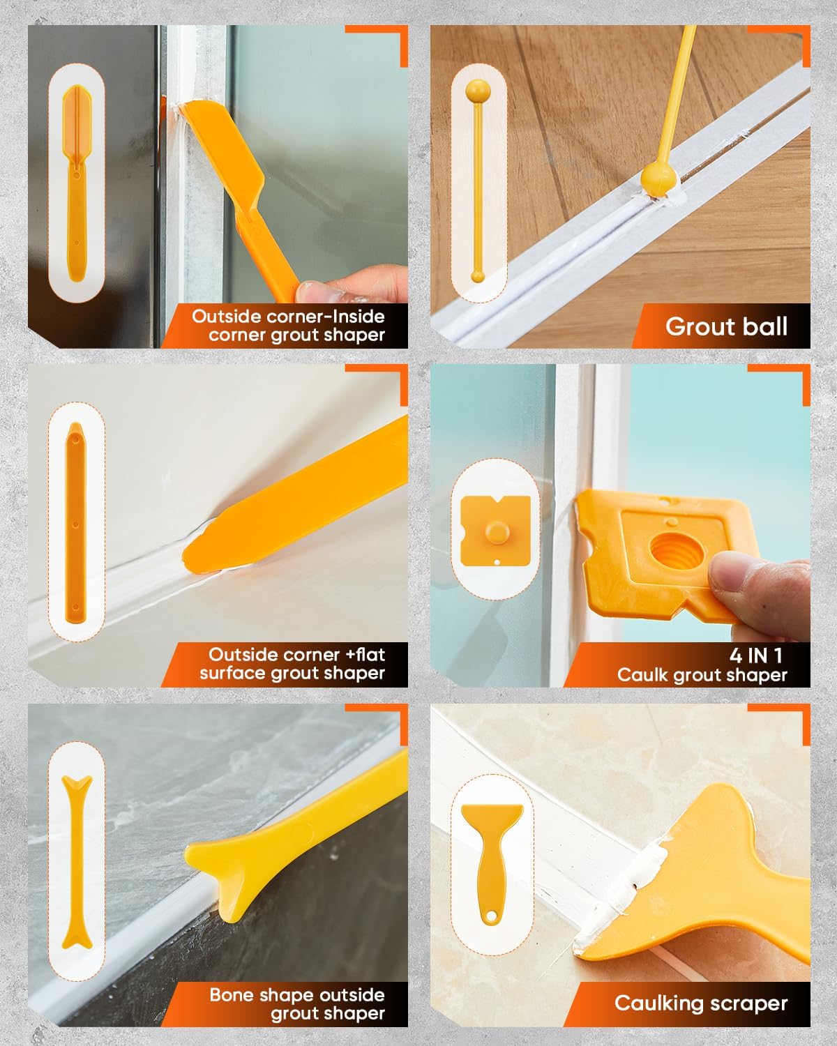 Saker Caulk Gun Kit, Manual Caulking Gun with 11-in-1 Caulking Tool Set, Silicone Sealant Finishing Tools, Grout Scrapers & Shapers with Masking Tape for Bathroom, Kitchen, Window & Home Repair