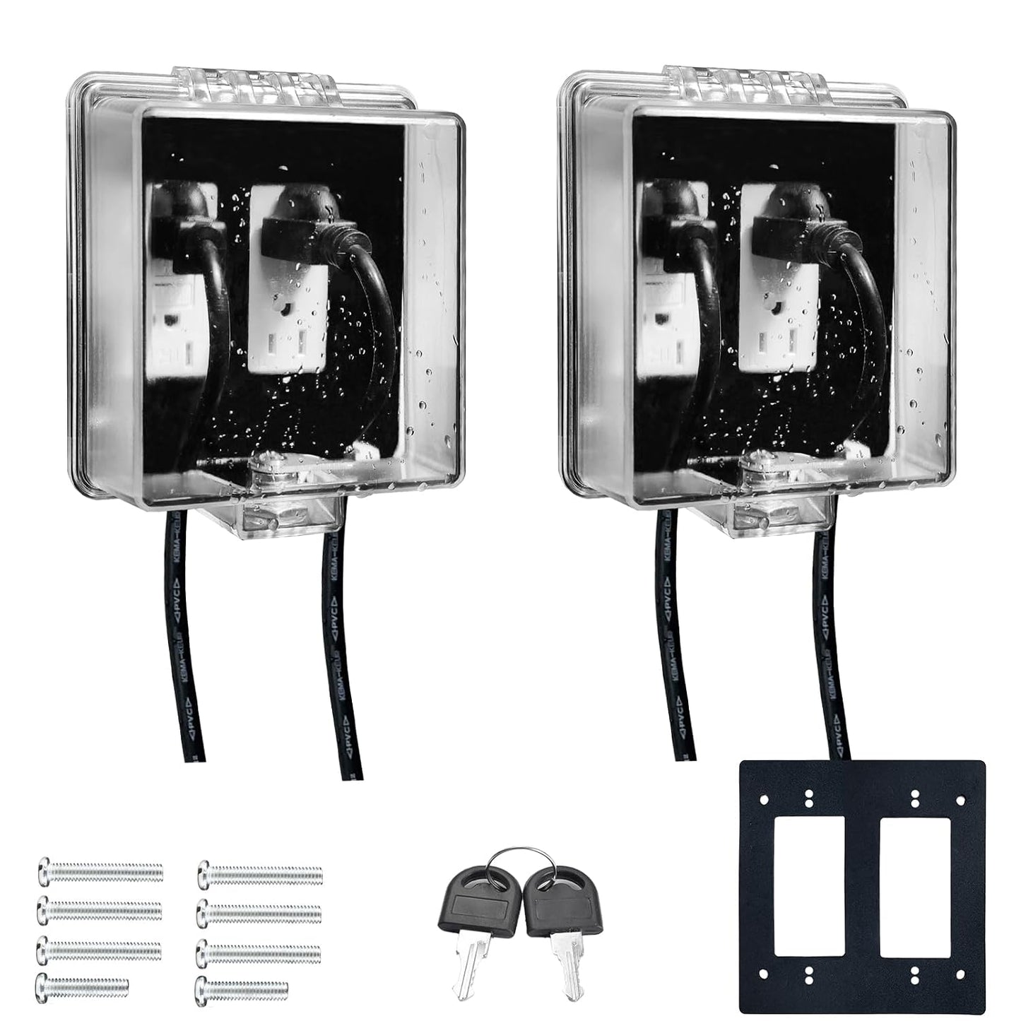 2-Gang Baby Safety Dual Outlet Cover Box - Fit 1.3“ x 2.66”, Easier Operation, Simple 4 Step Install,Provides Extra Space Inside for Plugs,Adapters,4.53" high x 4.35" Wide x 2.52" deep