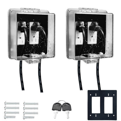 2-Gang Baby Safety Dual Outlet Cover Box - Fit 1.3“ x 2.66”, Easier Operation, Simple 4 Step Install,Provides Extra Space Inside for Plugs,Adapters,4.53" high x 4.35" Wide x 2.52" deep