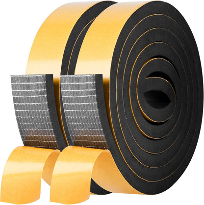 Kikerike Self Adhesive Foam Tape Weatherstrip 1/2In x 1/4In x 16.5Ft High Density Foam Insulation Strips Seal Weather Stripping with Strong Adhesive for Door and Window Sound Isolation Soundproofing