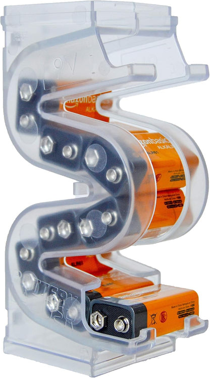 Battery Ladder Case - Battery Organizer & Dispenser (AAA & AA) | Stack It or Wall-Mount It To Dispense Batteries in First-In-First-Out Order, Tidy Storage for Home, Garage & Workshop