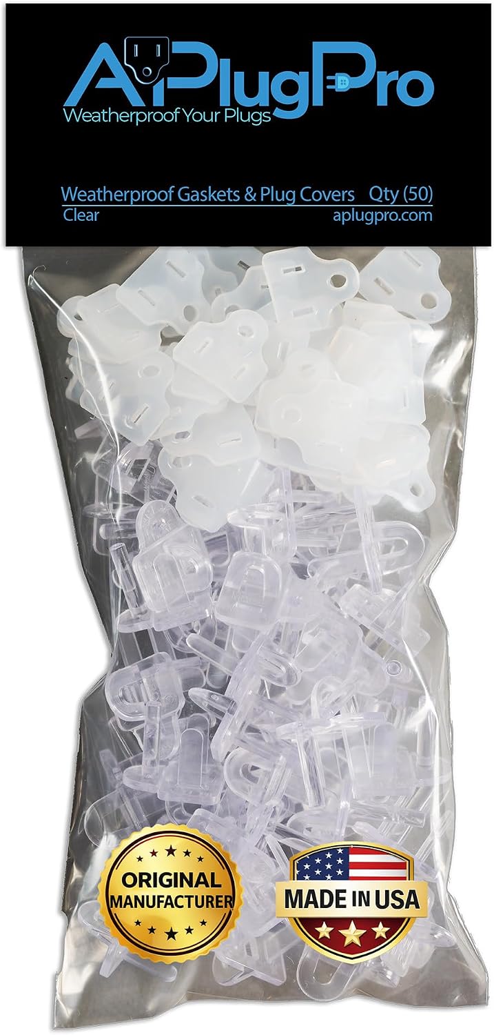(Set of 10, White0 The Original Weatherproof Gaskets & Plug Covers - Made in USA, Outdoor Waterproof GFCI Protectors, Christmas Light Installation, Extension Cords, Stop GFCIs from Tripping