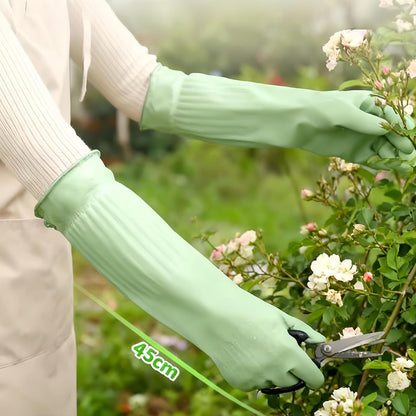 18inch Household Cleaning Rubber Kitchen Waterproof Long Gloves,Reusable Durable Anti Slip Work Latex Gloves