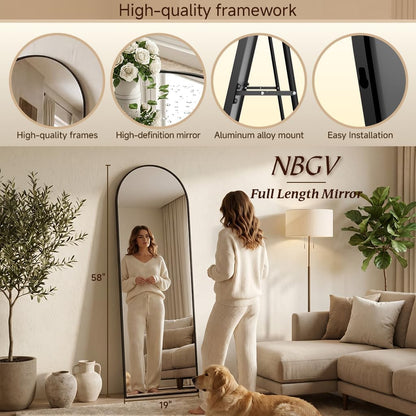 59"x16" Floor Mirror Full Length, Arched Full Length Mirror with Stand, Full Body Mirrors for Bedroom Living Room or Cloakroom Gold