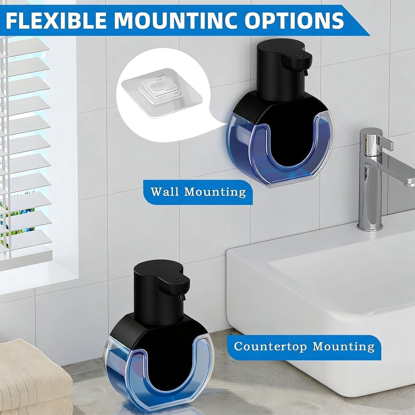 Automatic Soap Dispenser Touchless,Rechargeable Foaming Soap Dispenser,15oz/420ml Smart Hand Soap Dispensers,4-Level Adjustable,Wall Mount for Bathroom Kitchen Dish Soap,Hands-Free
