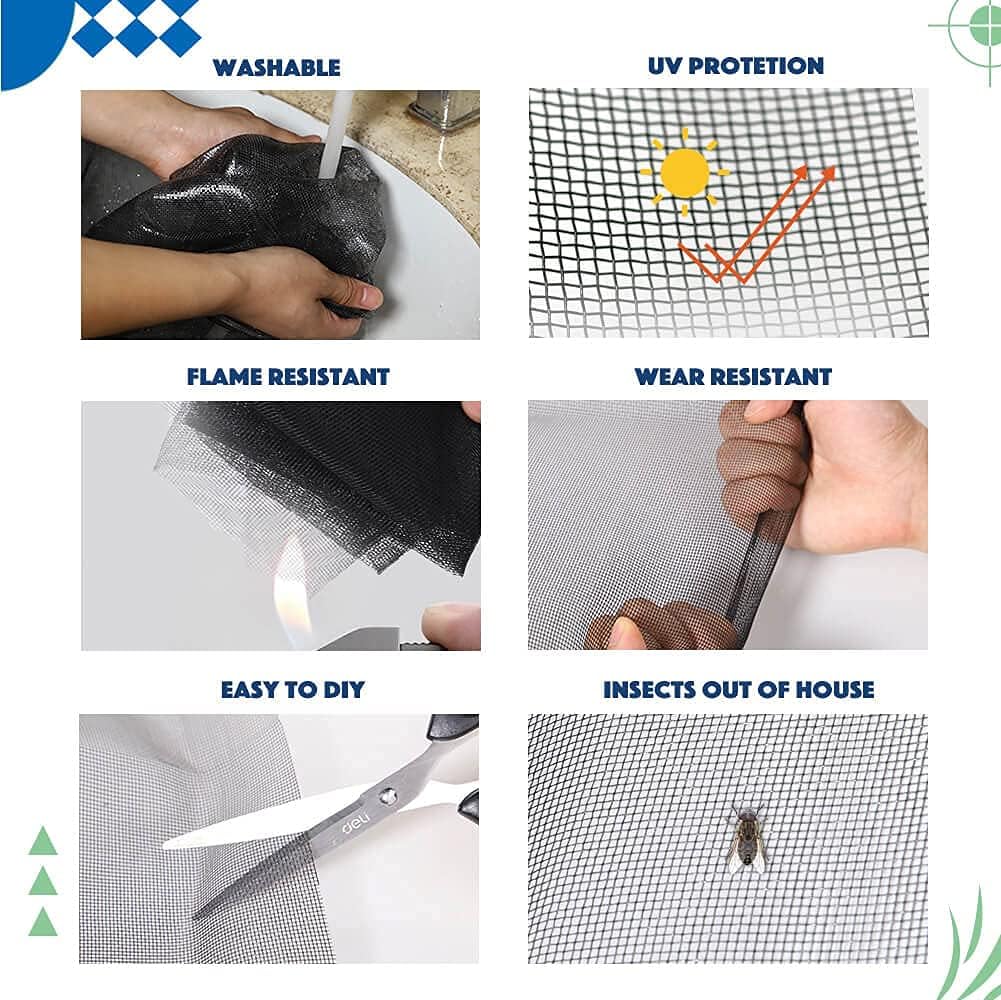 Windows Screen and Screen Door Replacement, 59"x106" Durable Fiberglass Screen Mesh- Window Screen & Sliding Screen Door Repair for Patio and Windows, Tooltriz