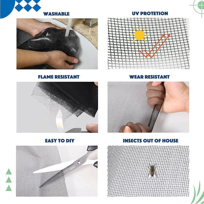 Windows Screen and Screen Door Replacement, 59"x106" Durable Fiberglass Screen Mesh- Window Screen & Sliding Screen Door Repair for Patio and Windows, Tooltriz