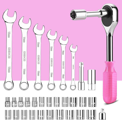 DEKOPRO 228 Piece Socket Wrench Auto Repair Tool Combination Package Mixed Tool Set Hand Tool Kit with Plastic Toolbox Storage Case