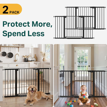 Cumbor 30-46" Baby Gate for Stairs, Mom's Choice Awards Winner-Auto Close Dog Gate for The House, Gifts for Mom, Easy Install Pressure Mounted Pet Gates for Doorways, Black