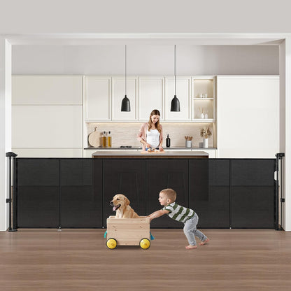 VEVOR Retractable Baby Gate, 34 inch Tall, Extends up to 71 inch Wide, Retractable Gate for Kids or Pets, Mesh Material, Easy to Install for Indoor Stairs, Doorways, Hallways, Playrooms, Gray