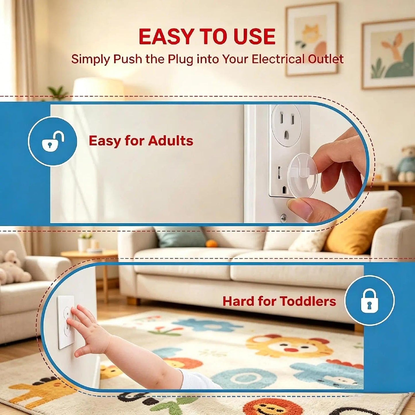 50 Pack Outlet Covers Baby Proofing Clear Outlet Covers Baby Safety Outlet Plug Covers Safe & Secure Electric Plug Protectors Sturdy Childproof Socket Covers for Home & Office