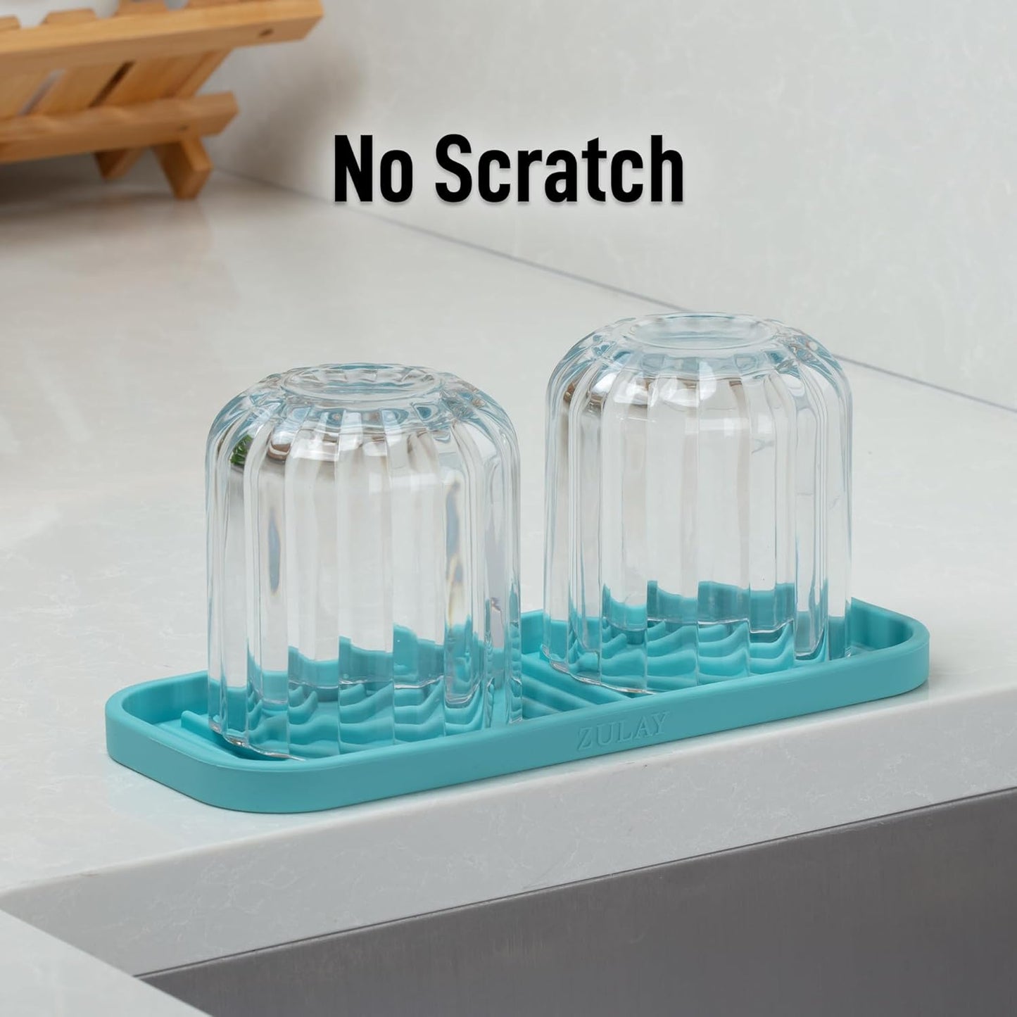 Zulay Kitchen (9x3.5in) Sponge Holder for Kitchen Sink - Flexible Heavy-Duty Multipurpose Sink Caddy - Counter Organizer for Kitchen, Bathroom, Makeup, Trinkets & More! (Grey)