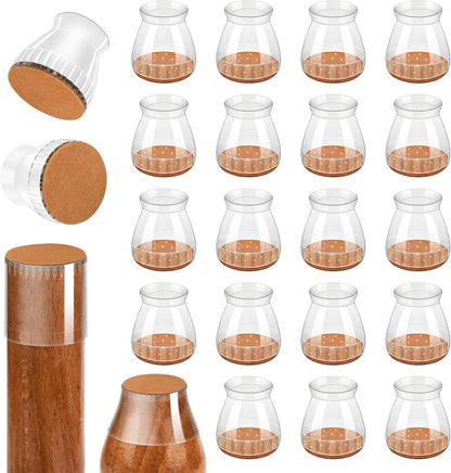 Chair Leg Floor Protectors, 24 Pack Silicone Furniture Pads for Hardwood Floors, Anti-Scratch Furniture Sliders Felt Pads, Noise-Reducing Chair Feet Covers, Table Legs Fit Sizes to(1.3" to 1.97")