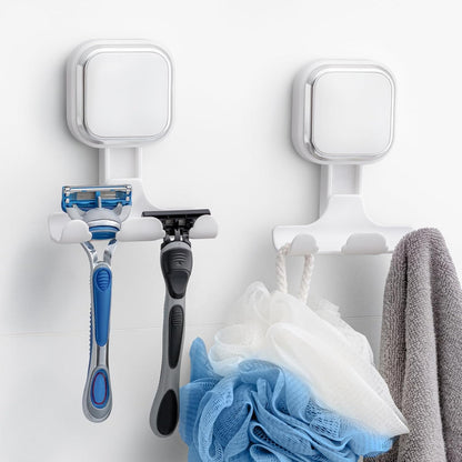 TAILI Suction Cup Razor Holder for Shower Wall 2 Pack, Versatile Suction Cup Hooks for Razor, Towel, Loofah, Squeegee, Cell Phone, Removable Damage-Free Hanging Shower Hook, Shaver Holder, Black