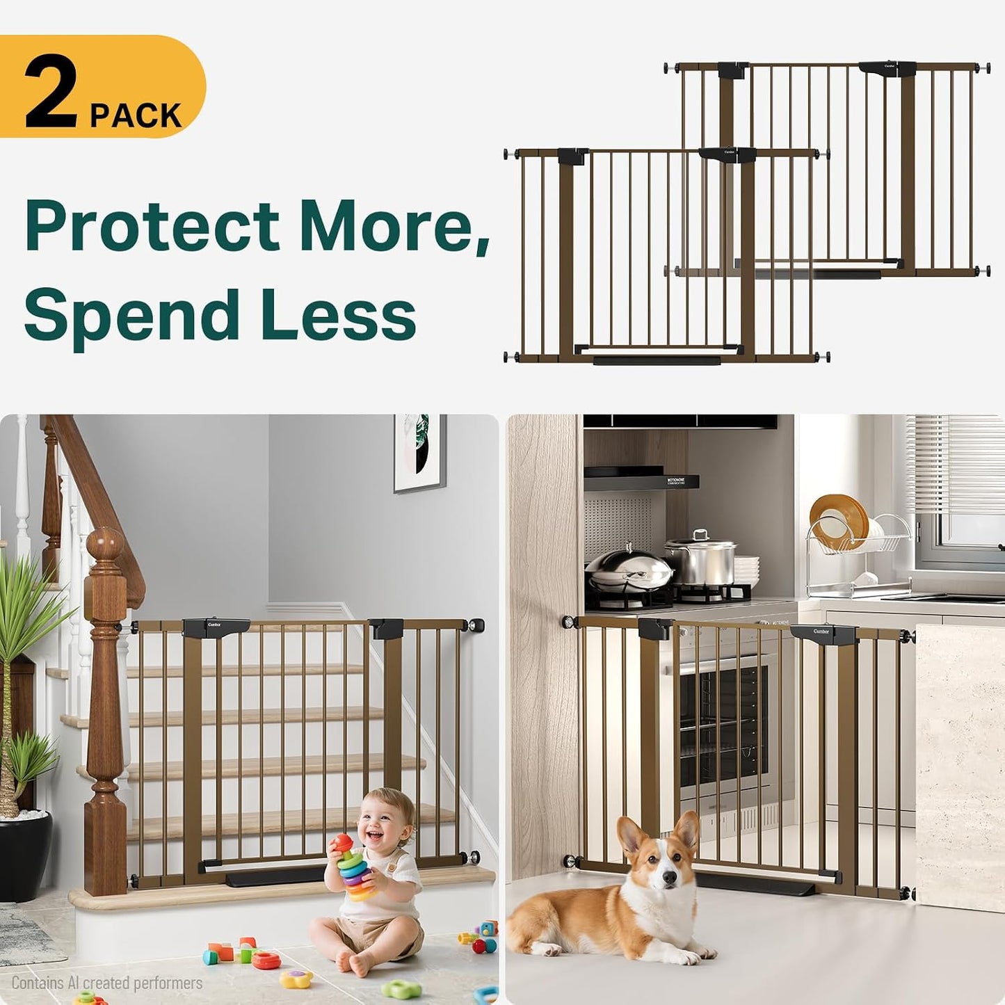 Cumbor 30-46" Baby Gate for Stairs, Mom's Choice Awards Winner-Auto Close Dog Gate for The House, Gifts for Mom, Easy Install Pressure Mounted Pet Gates for Doorways, Black