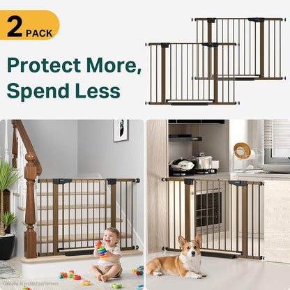 Cumbor 30-46" Baby Gate for Stairs, Mom's Choice Awards Winner-Auto Close Dog Gate for The House, Gifts for Mom, Easy Install Pressure Mounted Pet Gates for Doorways, Black