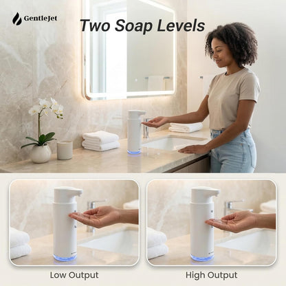 GentleJet CrystalJet Automatic Liquid Soap Dispenser – Touchless Sensor, Stainless Steel, USB-C Rechargeable, Waterproof Kitchen & Bathroom Countertop Soap Dispenser, 300 ml