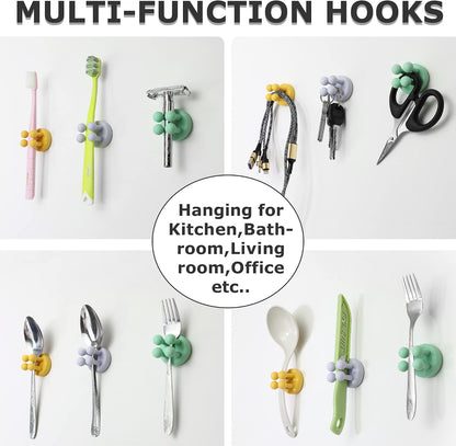 4 pcs Silicone Toothbrush Holder Multi-Function Hook Waterproof self Adhesive Single Toothbrush Hook Plug Holder for Wall for Hanging Bathroom Kitchen Living Room Office