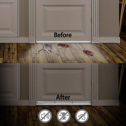 Metal Door Draft Stopper, 43.5 Inch Under Door Sweep Bottom Blocker Seal Strip, Aluminium Sweeps Anti Mouse Bite, Black