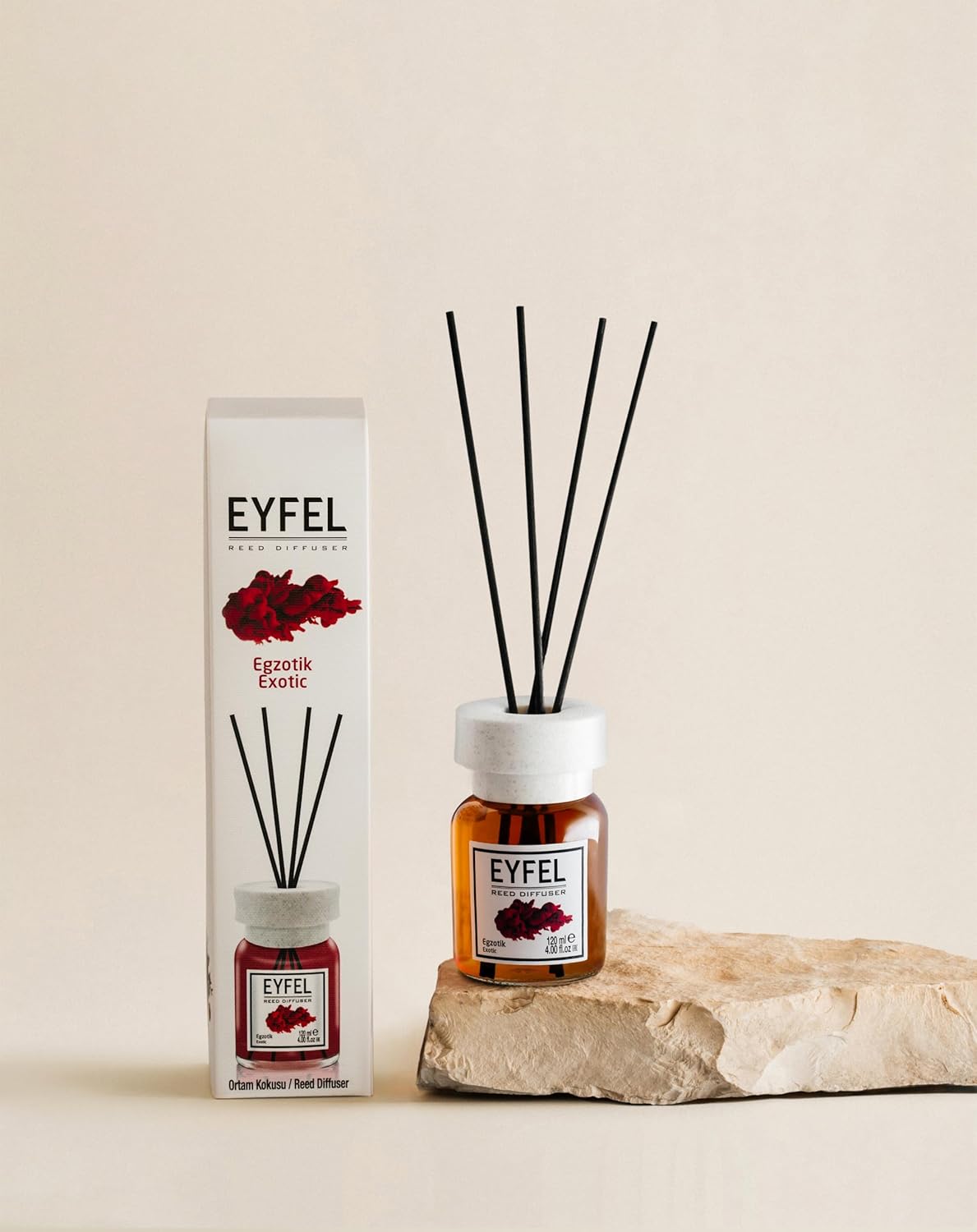 EYFEL Reed Diffuser Set - Caramel Scent 4.05 fl oz Oil with Sticks for Home and Bathroom - Fragrance and Decor