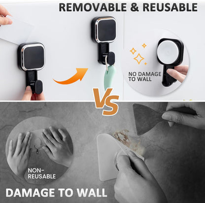 LEVERLOC Razor Holder for Shower 2 Pack, Powerful Suction Cup Shower Hooks for Towel, Loofah, Razor, Squeegee, Damage-Free Wall Hooks, Shaver Holder for Bathroom, Easy to Install and Reuse, White