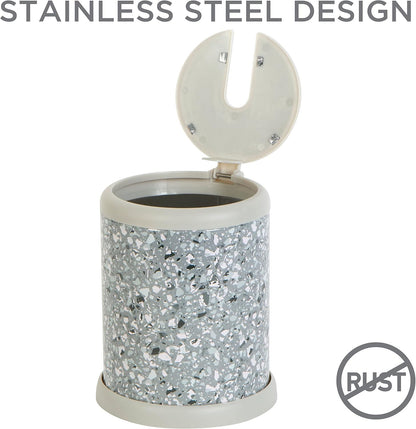 Bath Bliss Toilet Brush and Holder | Self Closing Lid | 360 Degree Brush Head | Bathroom Cleaning | Compact Size | Storage and Organization | Stainless Steel