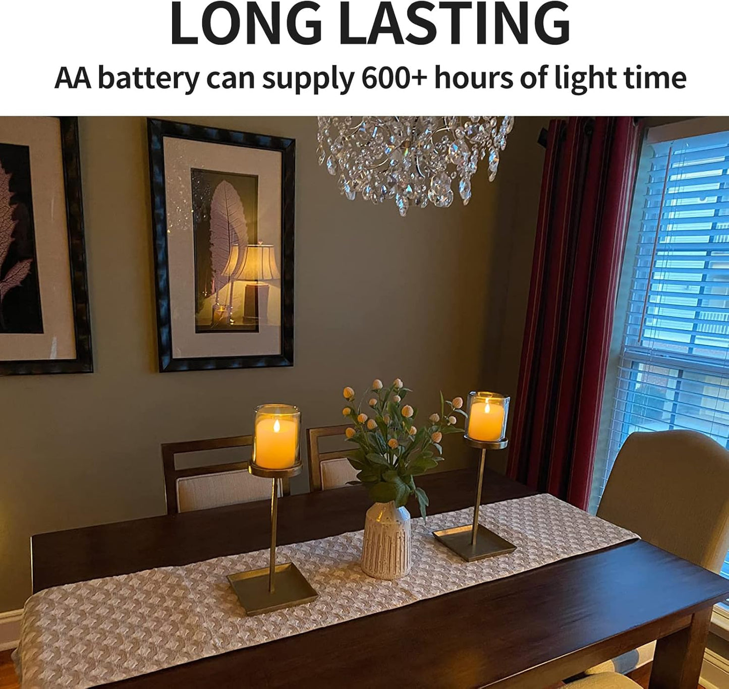 3x3 Flickering Flameless Candles Set of 2, 2AA Battery Life 600 Hours Battery Candles Flickering with Timer,3 inch Flameless Candles with Remote for Indoor/Outdoor, Ivory