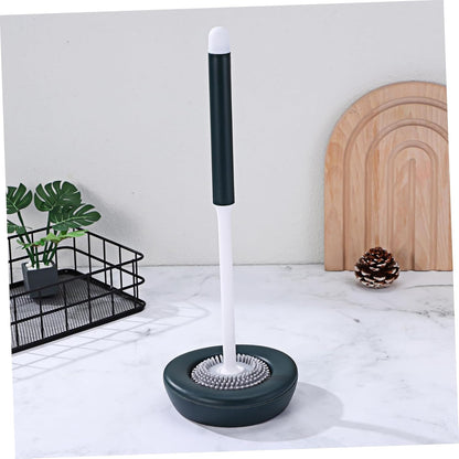 Mobestech 1set Silicone Toilet Brush with Holder Quick Drying Effortless Cleaning Flexible Bristles Essential Bathroom Tool for Toilet Maintenance