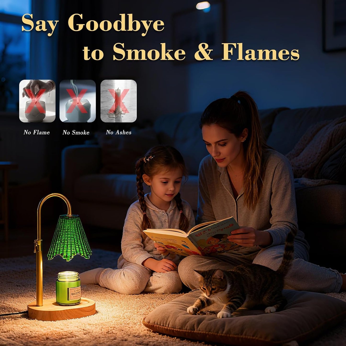 Candle Warmer Lamp with Timer & Dimmable 4-Level Brightness - Adjustable Height,for New Home Bedroom, Gifts for Women(Blue)