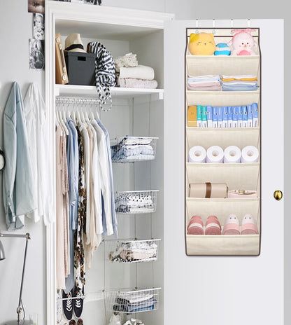 SLEEPING LAMB Over The Door Shoe Organizer for Closet with Large Deep Pockets, Narrow Shoe Rack for Door Hanging Boots Storage, Black
