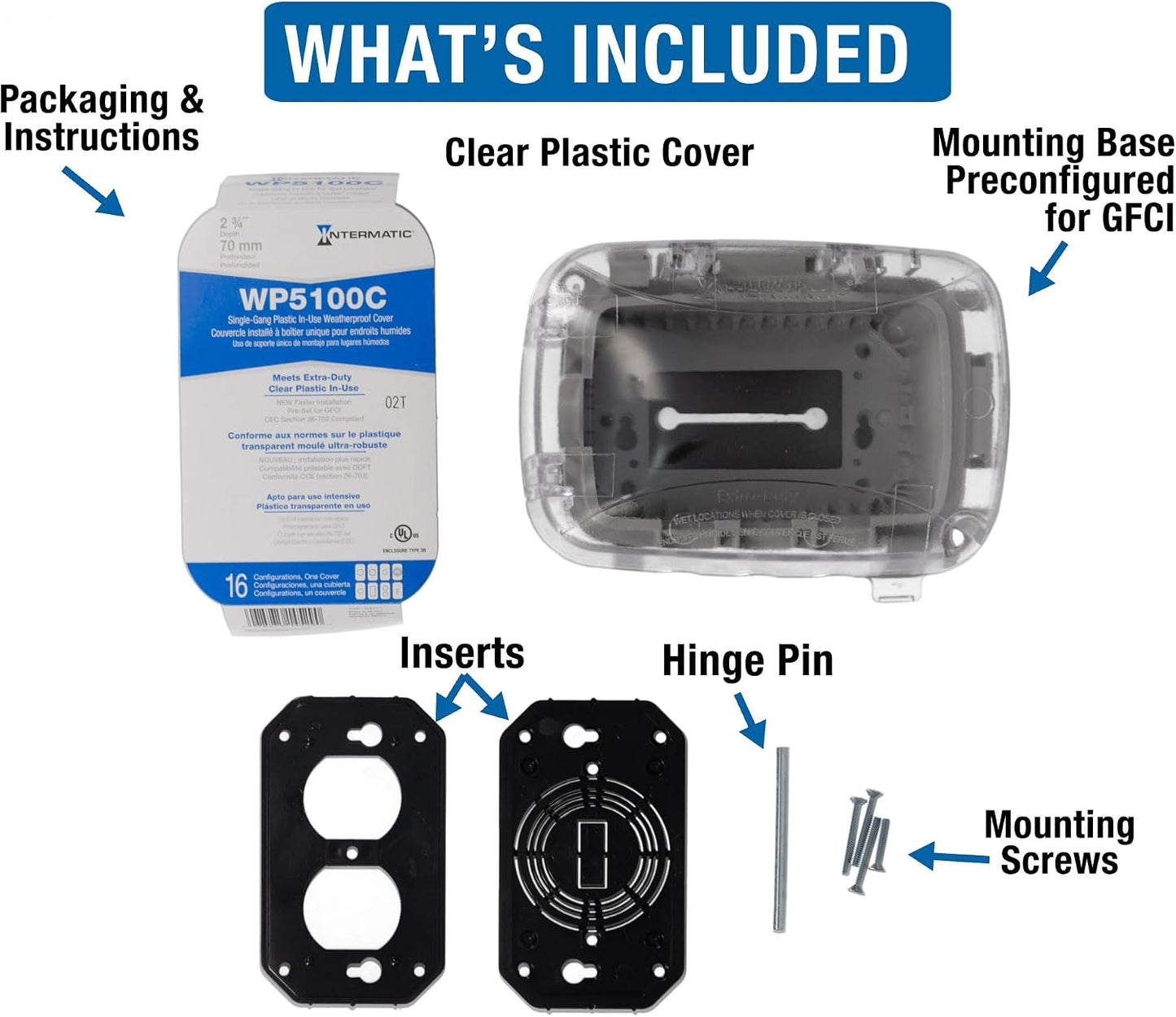 Intermatic WP3100C Weatherproof Electrical Outlet Cover - Extreme Temperature Resistance, Heavy-Duty Construction, Versatile Design & Multi-Configurable, Easy Install, Secure Fit for Outdoor in-Use