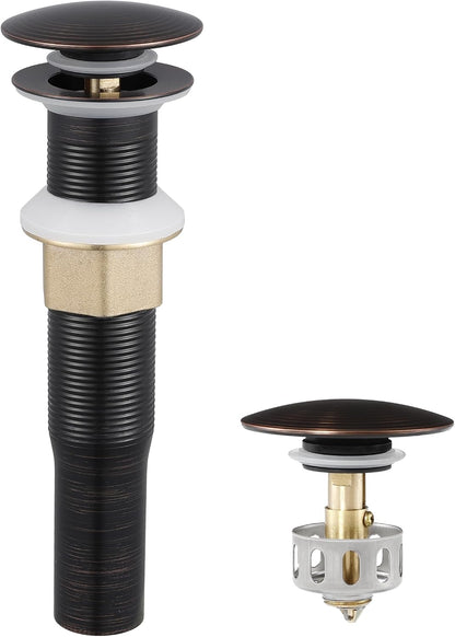 KES All Metal Bathroom Sink Drain with Strainer Basket Hair Catcher Anti Clog Pop Up Drain Stopper for Vanity Vessel Sink with Overflow, Rustproof 18/8 Stainless Steel Polished Chrome S2013A-CH